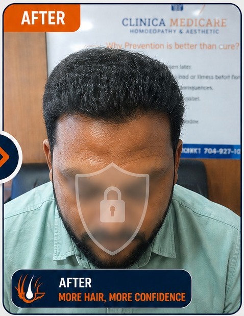Hair restoration treatment result at Clinica Medicare Bhopal